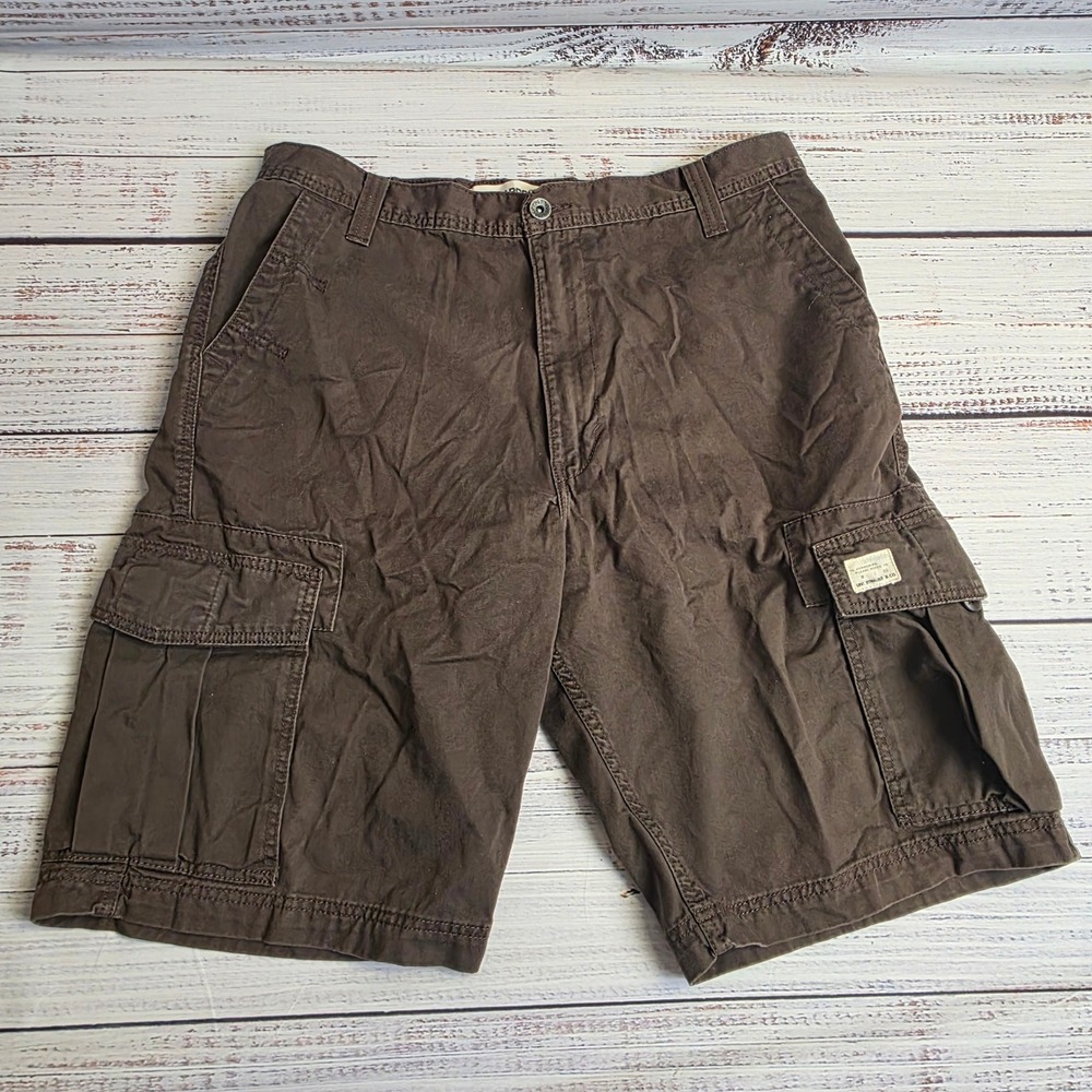 Levis Mens Brown Cotton Cargo Shorts 38 Casual Utility Outdoor 12 in Inseam